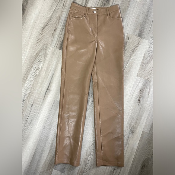 Wilfred Aritzia The Melina Faux Leather Pant Size 0 Inseam 30 Tan Brown - Picture 2 of 11